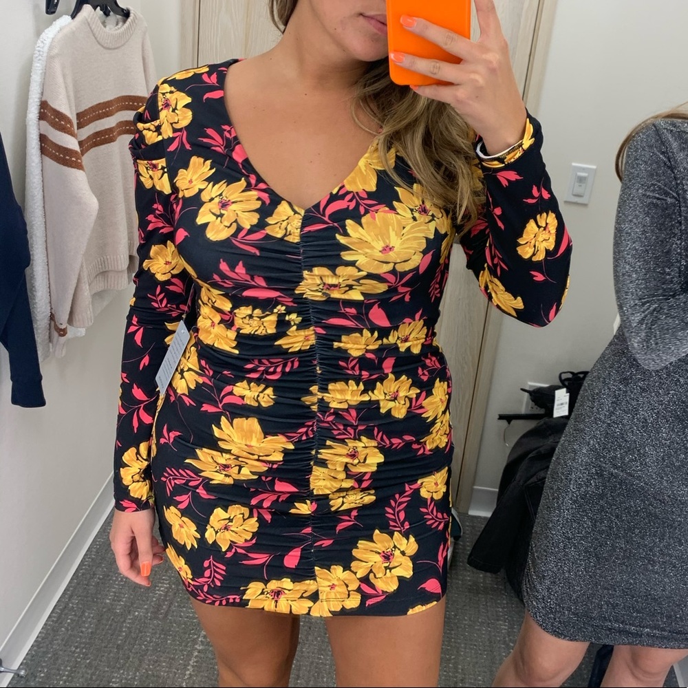 Yellow and pink floral dress